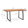 Schreibtisch 180x90x76cm Akazie Massivholz Metall Baumkante Trapezbeine Chrom