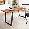 Schreibtisch 200x100x76cm Akazie Massivholz Metall Baumkante U-Beine Schwarz