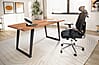 Schreibtisch 200x100x76cm Akazie Massivholz Metall Baumkante U-Beine Schwarz