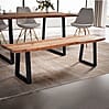 Esszimmerbank 120x40x45,5cm Akazie Massivholz Metall Baumkante Modern