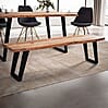 Esszimmerbank 120x40x45,5cm Akazie Massivholz Metall Baumkante U-Beine Modern