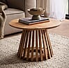 Couchtisch Akazie Massivholz Rund 60x60x40cm Hellbraun Gittergestell Modern