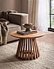 Couchtisch Akazie Massivholz Rund 60x60x40cm Hellbraun Gittergestell Modern