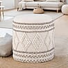 Sitzhocker mit Stauraum Boho Design Stoff Ø40xH45cm gepolstert Wohnzimmer Schlafzimmer