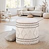 Sitzhocker mit Stauraum Boho Design Stoff Ø40xH45cm gepolstert Wohnzimmer Schlafzimmer