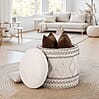 Sitzhocker mit Stauraum Boho Design Stoff Ø40xH45cm gepolstert Wohnzimmer Schlafzimmer