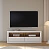 TV-Board LEFKADAS Lowboard Weiß seidenmatt 2 Schubladen von Forte